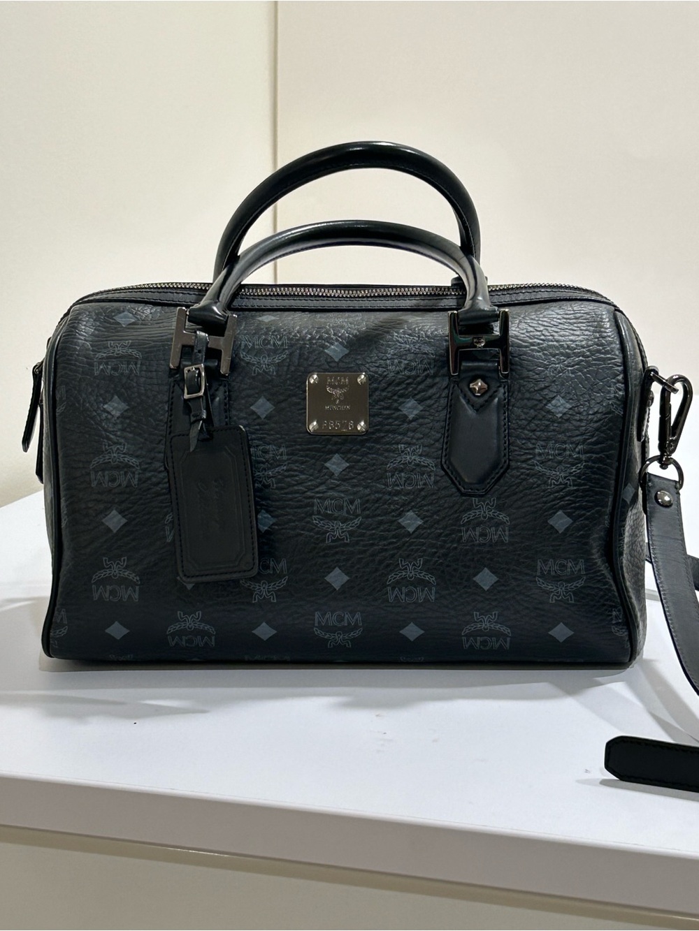 MCM black boston bag